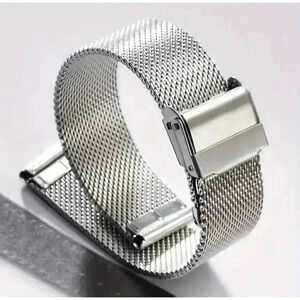 Sleek Silver Mesh Watch Band